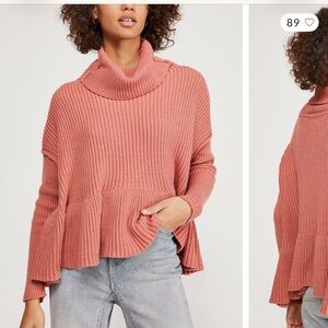 Free People Cream Cowl Neck Layer Cake Sweater